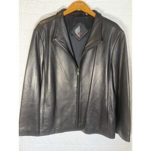 Tiboa Vintage Genuine Leather Jacket, Womens 2X Full Zip black New Without Tags